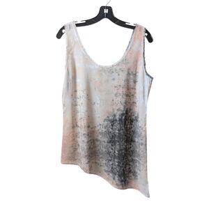 Premise Multicolor Abstract Asymmetrical Longline Tank Top Gray Ivory Medium